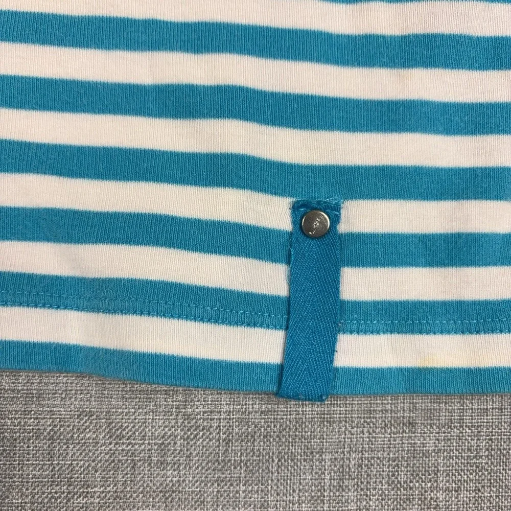 Lauren Ralph Lauren T-Shirt Womens Medium Blue Striped Mesh Active Athletic Top